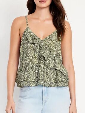 NWT Old Navy Olive Green Ruffle Cami Top Size L